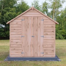 8x6 Shire Value Overlap Shed with Double Doors - in situ, front view, doors closed