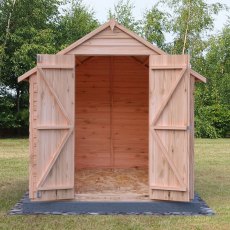 8x6 Shire Value Overlap Shed with Double Doors - in situ, front view, doors open