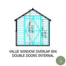 8x6 Shire Value Overlap Shed with Double Doors - internal view