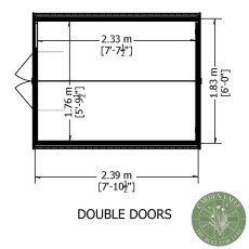 8x6 Shire Value Overlap Shed with Double Doors - footprint