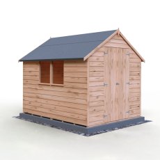 8x6 Shire Value Overlap Shed with Double Doors - isolated angle view, doors closed