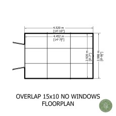 15x10 Shire Value Overlap Apex Workshop Shed - Double Doors - Windowless - footprint