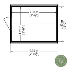 8x6 Shire Value Overlap Shed - footprint