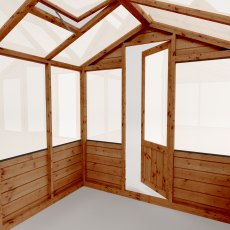 8x6 Mercia Traditional Wooden Greenhouse - isolated internal view, doors open