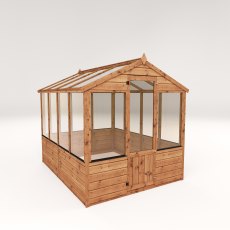 8x6 Mercia Traditional Wooden Greenhouse - isolated angle view