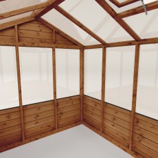 8x6 Mercia Traditional Wooden Greenhouse - isolated internal view