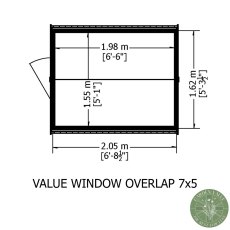 7x5 Shire Value Overlap Shed - footprint