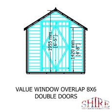 8 x 6 Shire Value Overlap Shed - Pressure Treated - internal dimensions