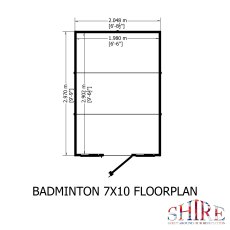 7 x 10 Shire Badminton Summerhouse - footprint