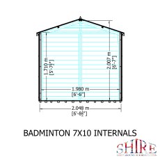 7 x 10 Shire Badminton Summerhouse - internal dimensions
