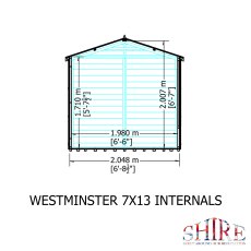 7x13 Shire Lambeth Summerhouse - internal dimensions