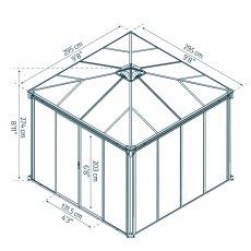 10 x 10 Palram Ledro 3000 Enclosed Garden Gazebo (3.00m X 3.00m) - dimensions