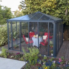 12 x 12 Palram Canopia Ledro 3600 Enclosed Garden Gazebo (3.60m X 3.60m) - in situ, garden