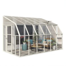 8x12 Palram Canopia Rion White Sun Room Walk In Wall Greenhouse - isolated