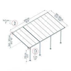 13x20 Palram Canopia Feria Patio Cover Grey with Clear Panels - dimensions