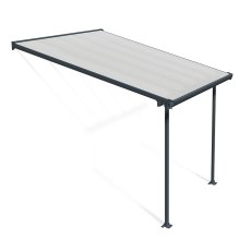 10 x 10 (3.00m x 3.05m) Palram Feria Patio Cover Grey With Clear Panels - isolated angle view