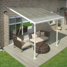 10 x 10 (3.00m x 3.05m) Palram Canopia Feria Patio Cover White With Clear Panels - in situ