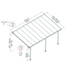 10 x 18 Palram Canopia Feria Patio Cover White With Clear Panels - dimensions