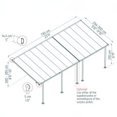 10x24 Palram Canopia Feria Patio Cover White With Clear Panels - dimensions