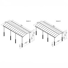 12x28 Palram Arcadia Alpine 8500 Carport - dimensions