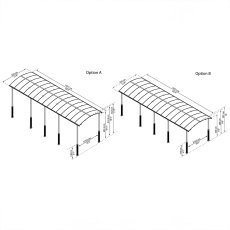 12x35 Palram Arcadia Alpine 10600 Carport - dimensions