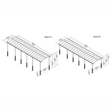 12x42 Palram Arcadia Alpine 12700 Carport - dimensions