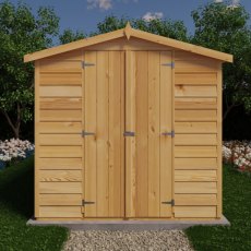 12x6 Shire Value Overlap Shed - in situ, front view, doors closed