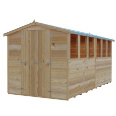 12x6 Shire Value Overlap Shed - in situ, angle view, doors closed