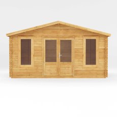 5mx3m Mercia Retreat Log Cabin (28mm to 44mm Logs) - isolated front elevation