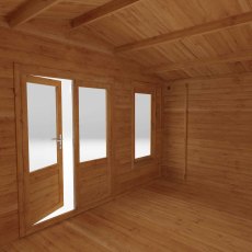 5mx3m Mercia Retreat Log Cabin (28mm to 44mm Logs) - internal view of windows and door