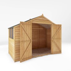 5x10 Mercia Overlap Apex Wooden Shed - isolated angle view, doors open