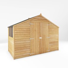 5x10 Mercia Overlap Apex Wooden Shed - isolated angle view, doors closed