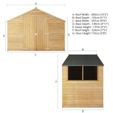 5x10 Mercia Overlap Apex Wooden Shed - dimensions