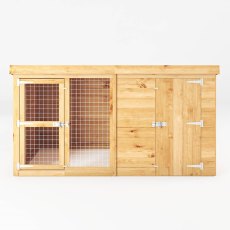 8x4 Mercia Tongue and Groove Berkshire Dog Kennel & Run - isolated front view, doors closed