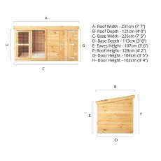 8x4 Mercia Tongue and Groove Berkshire Dog Kennel & Run - dimensions