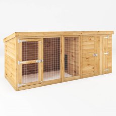 10x4 Mercia Shiplap Berkshire Dog Kennel & Run - isolated angle view, doors closed