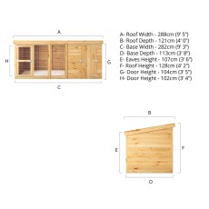 10x4 Mercia Shiplap Berkshire Dog Kennel & Run - dimensions