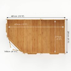 5mx3m Mercia Corner Lodge Log Cabin (28mm to 44mm Logs) - floor plan