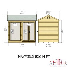 8x6 Shire Mayfield Summerhouse - dimensions