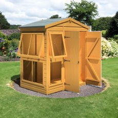 6x4 Shire Shiplap Apex Sun Hut Potting Shed - in situ