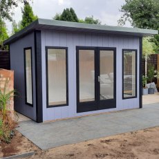 12 x 8 Shire Cali Insulated Garden Office - in situ, angle view