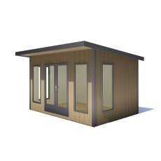 12 x 8 Shire Cali Insulated Garden Office - Isolated, Doors Closed angled to the right