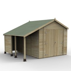 10 x 8 Forest Timberdale Shiplap Apex Shed With Lean-To - Isolated with Door Closed