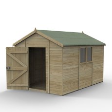 12 x 8 Forest Timberdale Tongue & Groove Apex Wooden Shed - Pressure Treated - isolated - doors open