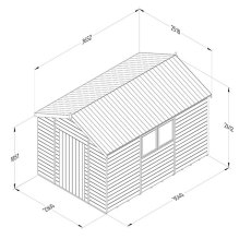 12 X 8 Forest Timberdale Tongue & Groove Apex Wooden Shed - Pressure Treated - Dimensions