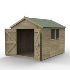 10 X 8 Forest Timberdale Tongue & Groove Apex Wooden Shed With Double Doors - Pressure Treated - Isolated - Doors open