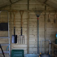 10 X 8 Forest Timberdale Tongue & Groove Apex Wooden Shed With Double Doors - Pressure Treated - In Situ - Tools