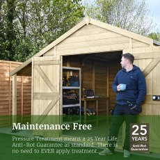 10 X 8 Forest Timberdale Tongue & Groove Apex Wooden Shed With Double Doors - Pressure Treated - Maintenance