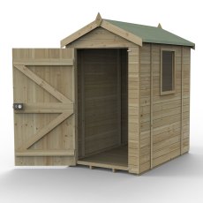 6 X 4 Forest Timberdale Tongue & Groove Apex Wooden Shed - Pressure Treated - Isolated - Doors open