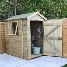 6 X 4 Forest Timberdale Tongue & Groove Apex Wooden Shed - Pressure Treated - in situ